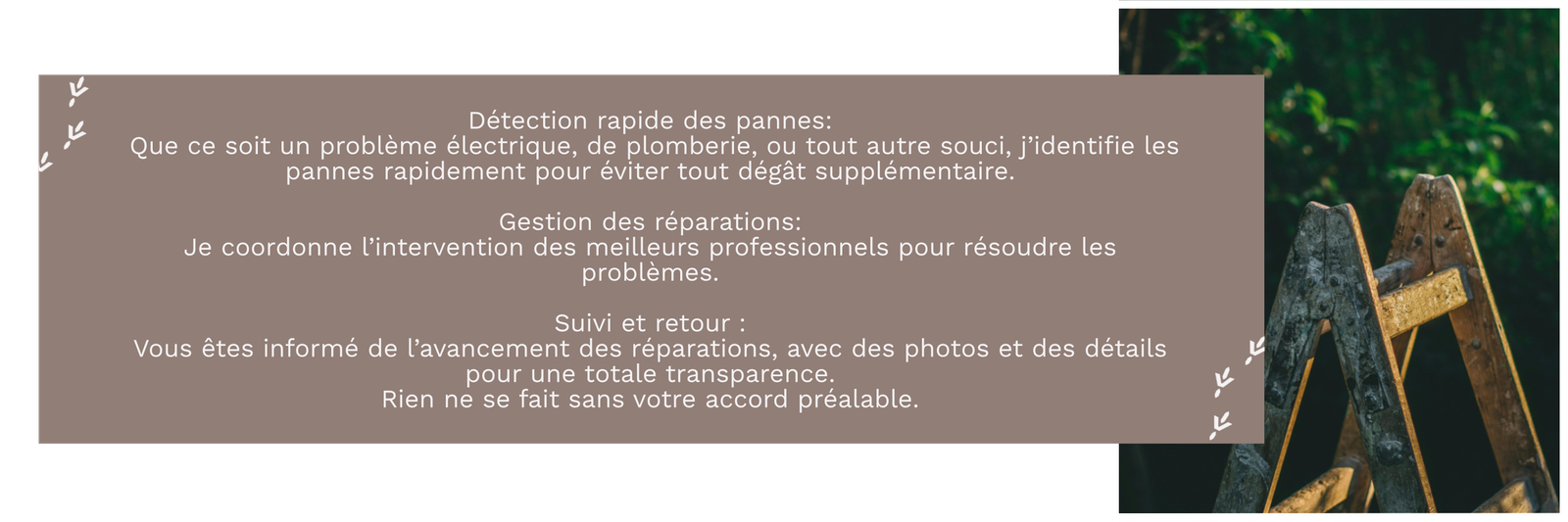 Intendance/conciergerie privée pour résidence secondaire et principale. Déléguez la gestion de votre résidence secondaire. Prestataire de service. Je m’occupe de la surveillance et l’inspection de l’ensemble de vos propriétés par des visites régulières. Je m’occupe également de la gestion de l’entretien courant de votre bien. Je recherche des prestataires selon vos besoins et je coordonne les interventions. Je veille sur votre propriété en votre absence Je propose en service optionnel un forfait arrivée/départ. Autres prestations envisageable sur demande. Secteur: PONT-L'ABBÉ | QUIMPER | CONCARNEAU Loctudy|L'île Tudy|Sainte-Marine|Bénodet|Mousterlin|Clohars-Fouesnant|Fouesnant|Beg Meil|La Forêt-Fouesnant|...